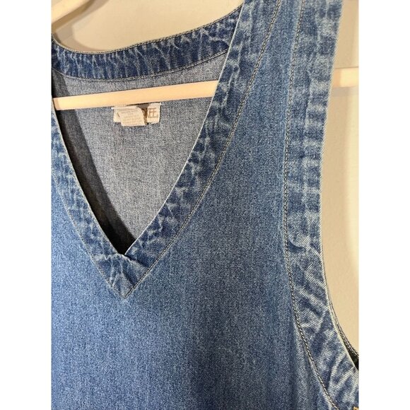 Cherokee Denim Dress M Blue Jean Retro Mod Boho Western Classic Chic Country 80s - Picture 6 of 11